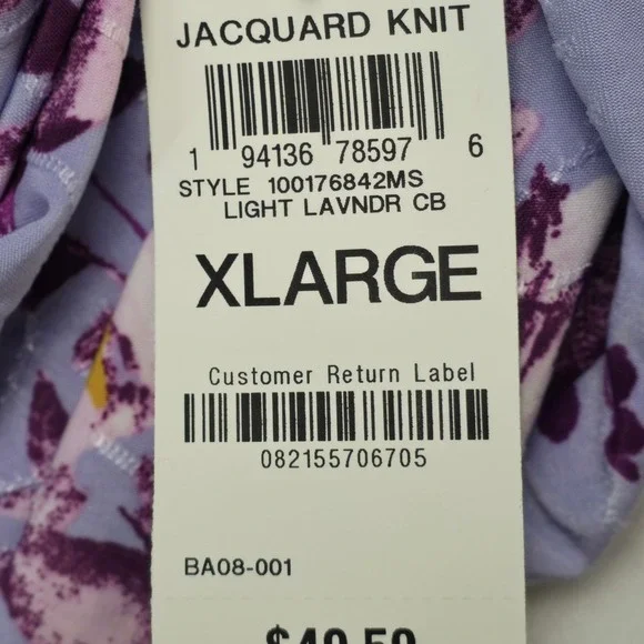 JM Collection Lavender Floral Jacquard Tunic Top Womens XL Boho Cottagecore NWT - Picture 10 of 10